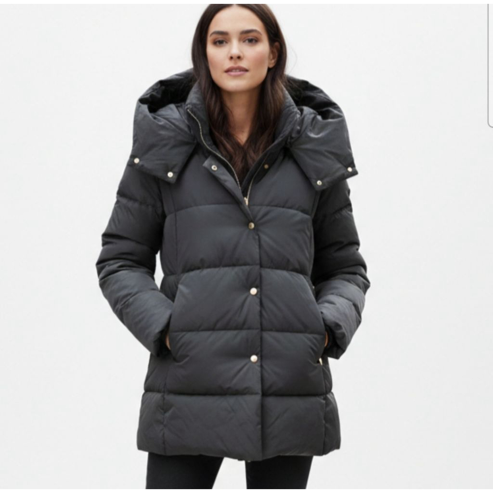 Cole Haan Womens Black Down Puffer Jacket Coat Size Medium